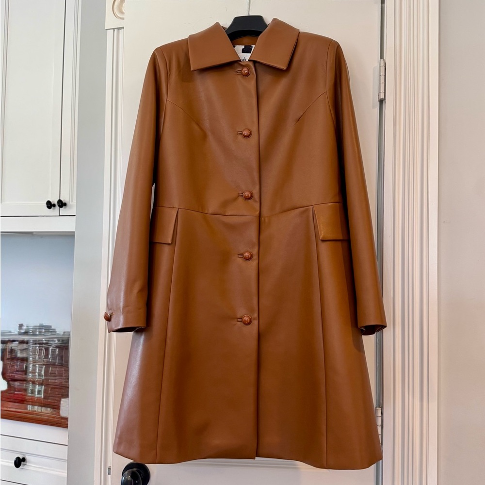 Faux Leather Caramel Women's Car Coat